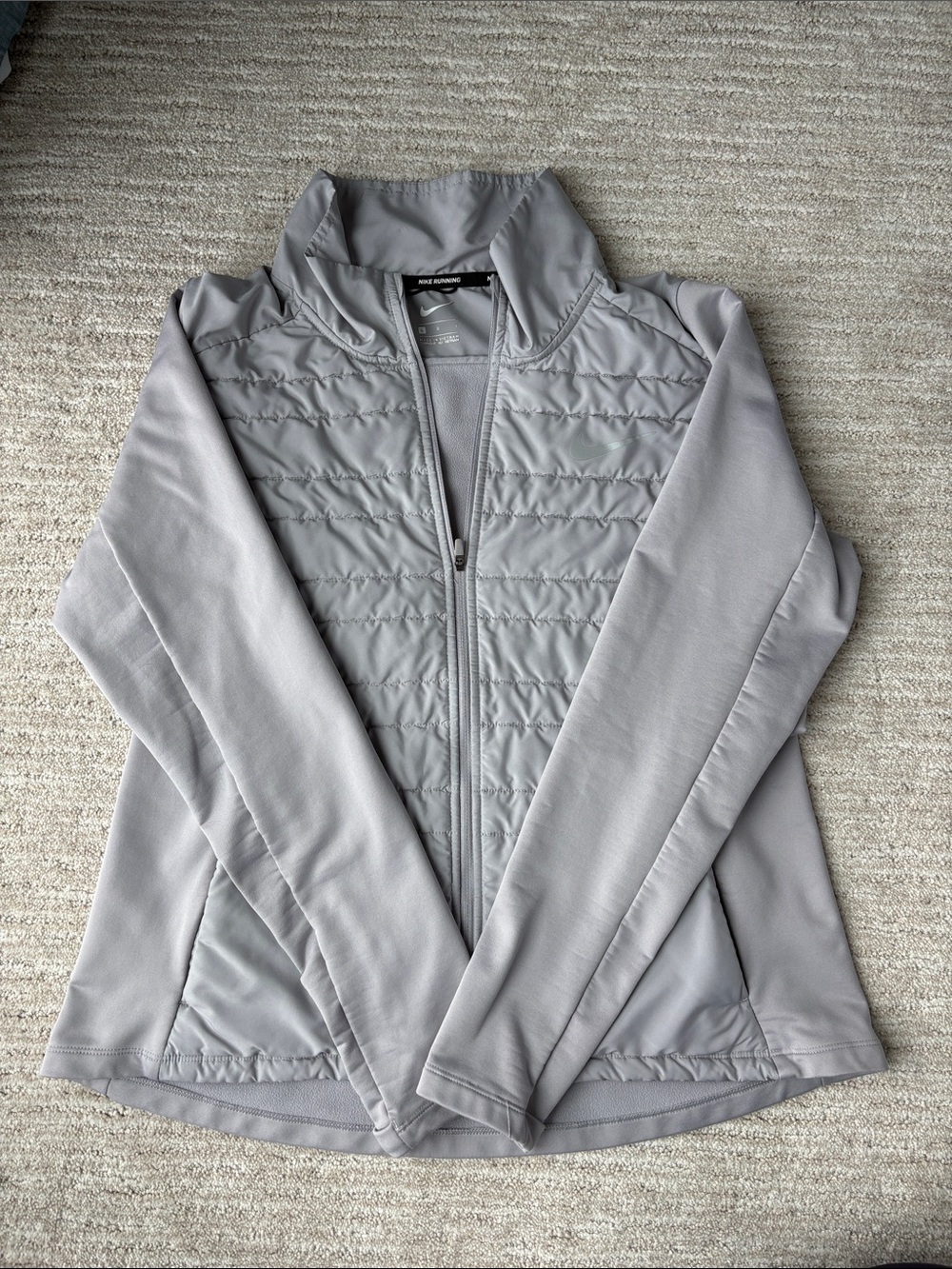 Nike Light Gray Quilted Hybrid Jacket
